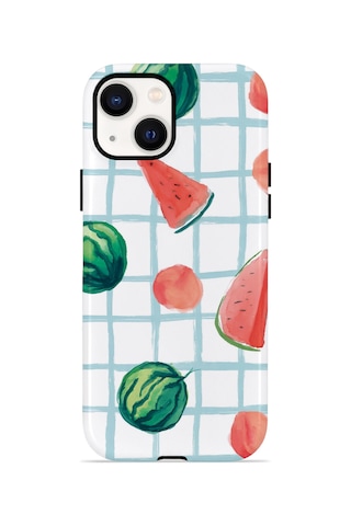 Apple iPhone Uyumlu 15 Vorian Çift Katmanlı Magsafe Kılıf Watermelon Grid