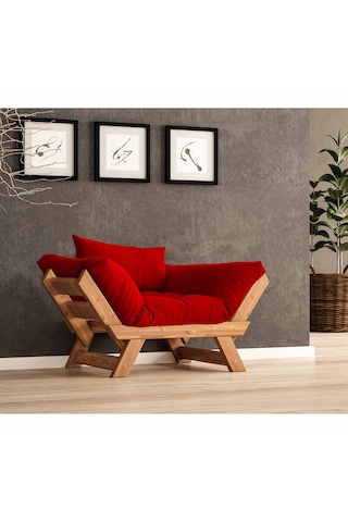Woodesk Adalar Masif Tik-kırmızı Renk Berjer Cpt8155-140 Kırmızı