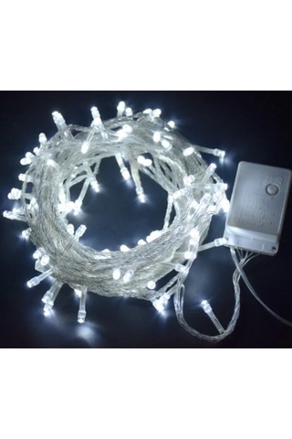 10 Mt Eklenebilir 100 Ledli Beyaz Sabit Yılbaşı Led Aydınlatma