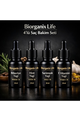 Life 4 Lü Saç Bakım Seti Biberiye + Hint + Sarımsak + E Vitamini Güçlü & Dolgun Görün