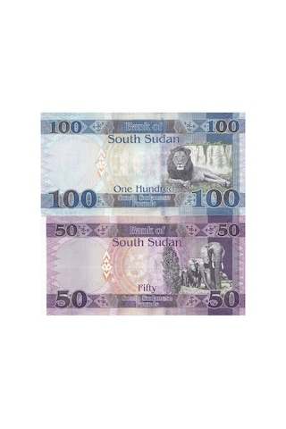 Güney Sudan 2019 Yılı 50 - 100 Pound Yabancı Kağıt Para Set Çil Unc Koleksiyon Para