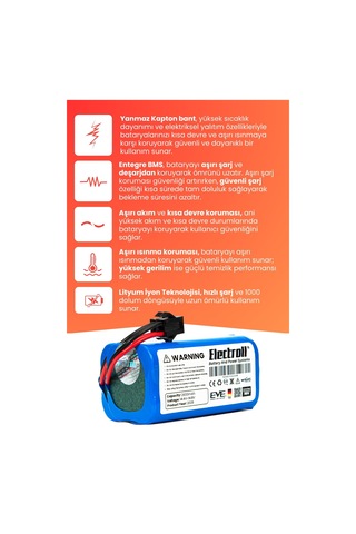 Tesvor T8 Uyumlu Batarya Yüksek Kapasite 2800mah Pil Robot Süpürge Bataryası