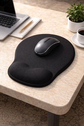 Black Flex Memory Foam Ergonomik Bilek Destekli Siyah Mause Pad