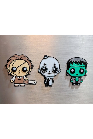 Teksas Katliamı Leatherface Terrifier Art Palyaço Frankenstein Korku Filmi Buzdolabı Magneti