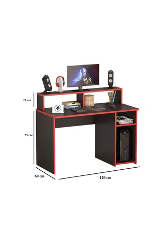 Nehir Düz Oyuncu Masası Gamer Masası 120x60 Cm Siyah