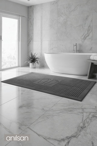 Zivra Antrasit Ayak Havlusu - 60x130cm, 690gr, %100 Pamuk, Spa Ve Otel Banyo Paspası Antrasit
