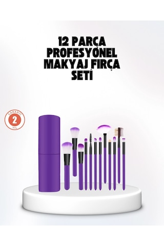 Kusursuz Makyaj İçin 12 Parça Profesyonel Fırça Seti Taşınabilir Kutu Hediyeli Çok Renkli