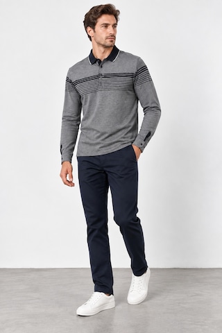 Bihan Store Erkek Polo Yaka Uzun Kollu Sweatshirt W27-248302 Siyah-gri Siyah Gri