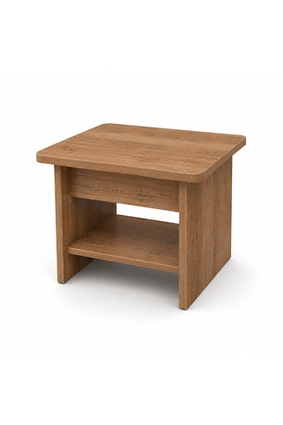 Nova Raflı Ofis Sehpası, Raflı Orta Sehpa, Raflı Ara Sehpa, 60 X 50 Cm Tabla, Yükseklik 45 Cm Atlantik Çam