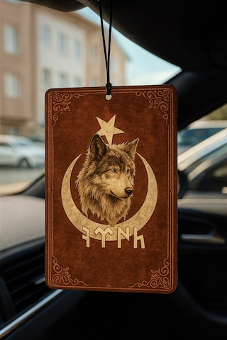 Türk Bayrağı Ve Göktürk Türk Kurt - İkili Oto Kokusu - Dekoratif Araç Kokusu Ve Aksesuarı