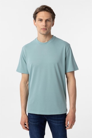 Süvari Yeşil Slim Fit Armürlü Bisiklet Yaka Tişört