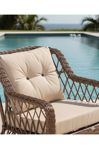 Premium El Örmesi Doğal Rattan Bahçe Ve Balkon Koltuğu