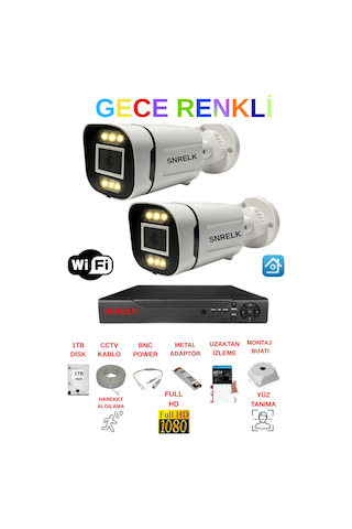 Snrelk Dış Mekan Full Hd Gece Renkli 1tb Warm Ledli Güvenlik Kamera Seti