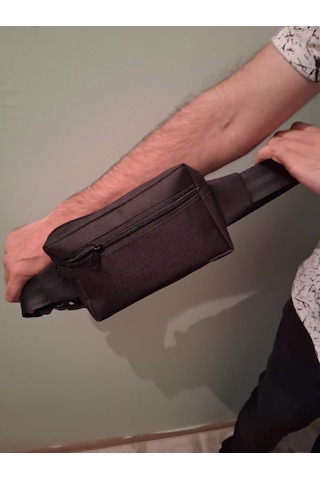 Unisex Slim Fit Köşeli Çapraz Göğüs Çantası İmperteks Body Bag Emre Çanta Dikim Evi Logosuz Sade Tasarım Siyah