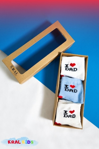 6 Çift Erkek Bebek Çorap Kutulu Patik Boy I Love Dad Desenli, Pamuklu MAvi