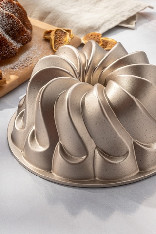Emsan Golden Flora Döküm Kek Kalıbı 25 Cm Gold