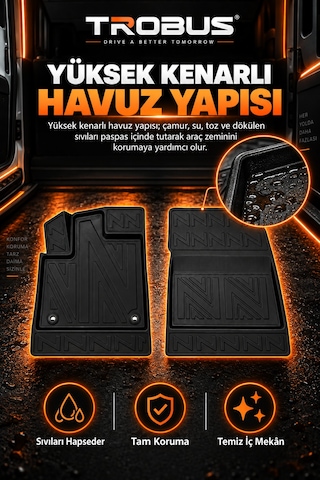 Peugeot Bipper Panelvan 2008 Karbon Desenli Premium 3d Havuzlu Oto Paspas 2 Parça Ön Takım