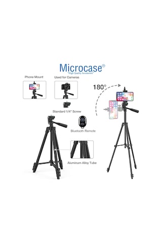 Microcase 3120A Tripod 102 CM + Döner Başlıklı Telefon Tutucu + Bluetooth Kumanda