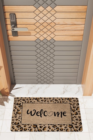 Rugmood Modern Dijtal Baskı Leopar Welcome Kapı Önü Paspası Çok Renkli