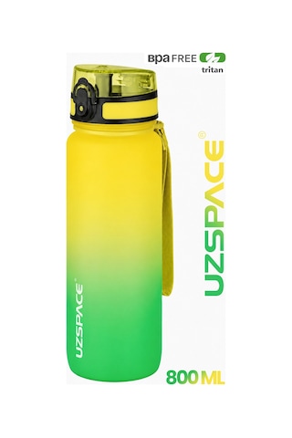 Uzspace 2'li Tritan Matara Seti 800 Ml Çift Renk Softtouch Ff Collection Tritan Su Matarası Sarıyeşil-turuncumavi