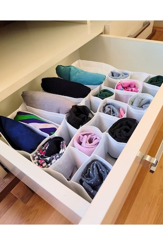 31 Gözlü Çekmece İçi Petek Organizer & Düzenleyici Çorap Çamaşır Beyaz