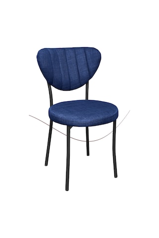 Nemeron Elit Mutfak Sandalyesi Keten Kumaş Metal Sandalye Silinebilir Kafe Salon Sandalyesi - Lacivert Lacivert