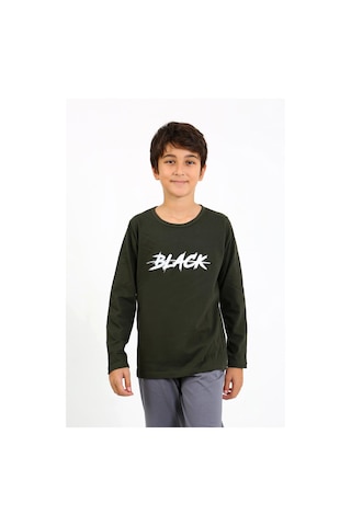 Akbeniz Erkek Çocuk Uzun Kol Penye Pijama Takım 20437 Haki