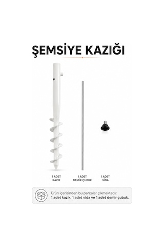 Beyaz Renk Plaj Şemsiye Kazığı 46 Cm