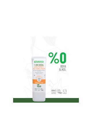 Siveno %100 Doğal Yüz Güneş Kremi Leke Karşıtı Aydınlatıcı Çinko Mineral Filtre UVA UVB SPF 50+ 30 ML