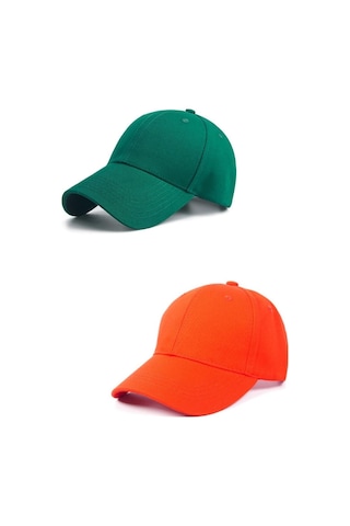 Ritagarcia Unisex Ayarlanabilir Spor Sarı-mor Basic Kep Şapka 2'li Set Turuncu