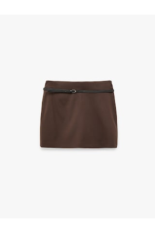 Koton Standart Bel Kemerli Şortlu Mini Etek Kahverengi 6sak40119pw Kahve