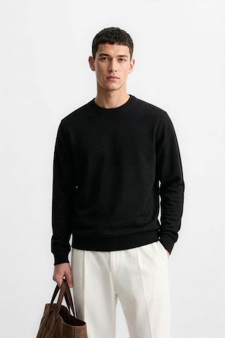 Markapia Erkek Bisiklet Yaka Düz Sweatshirt Siyah S
