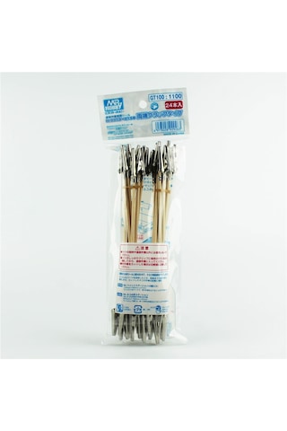 Mr.hobby Gt-100 Çift Tarafı Metal Klipsli, 19 Cm. Ahşap Çubuk, 24 Adet