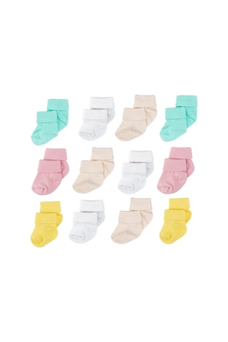 Novibaby 12'li Bambu Yenidoğan Bebek Çorap I Fresh I Kız Erkek Bebek Çorabı Çok Renkli