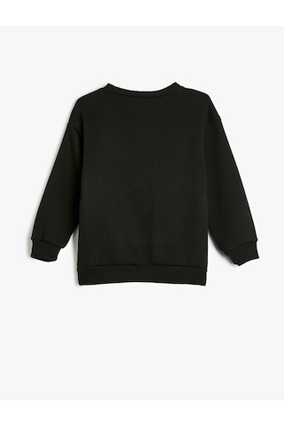 Koton Oversize Basic Sweatshirt Uzun Kollu Bisiklet Yaka Şardonlu Siyah 5wkb10571tk Siyah