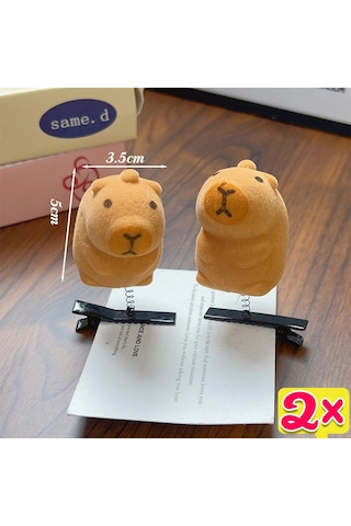 Kawaii Saç Tokası Moda Hayvan Güzel Yay 3d Capybara Hayvan Peluş Çok Renkli