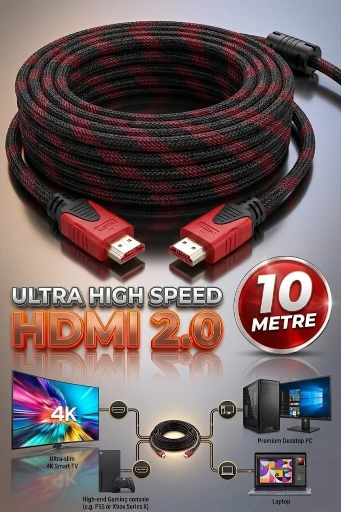 10 Metre 10mt Hdmı 1.4 Örgülü Kablo Sargılı Hdtv Hdmı Kablo 1080p Hdmı Uyumlu Hdmı Dijital Kablo Tv Bilgisayar Yüksek Hızlı 10m Hd Kablo 001