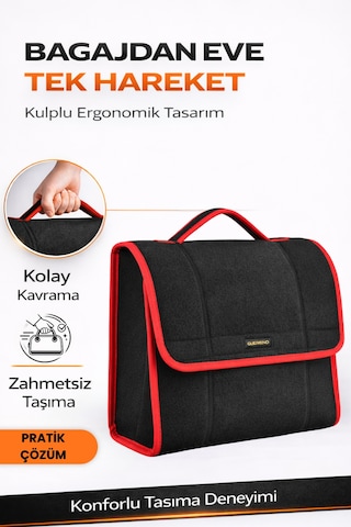 Oto Bagaj Organizer Bagaj Çantası M Boy Kaymaz Cırt Bantlı Velur Kompakt Düzenleyici - Mcy1
