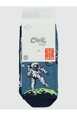 Civil Boys Erkek Çocuk 3'lü Patik Çorap 2-12 Yaş Beyaz Beyaz