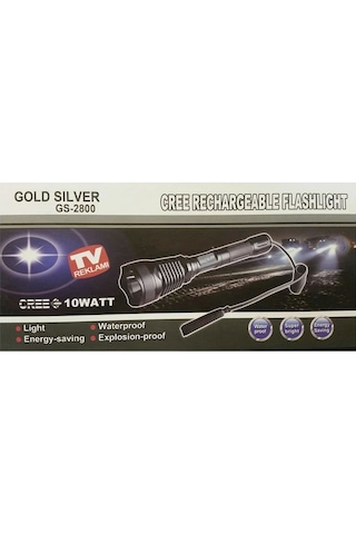Gold Silver Gs-2800 10 Watt Led Feneri Siyah