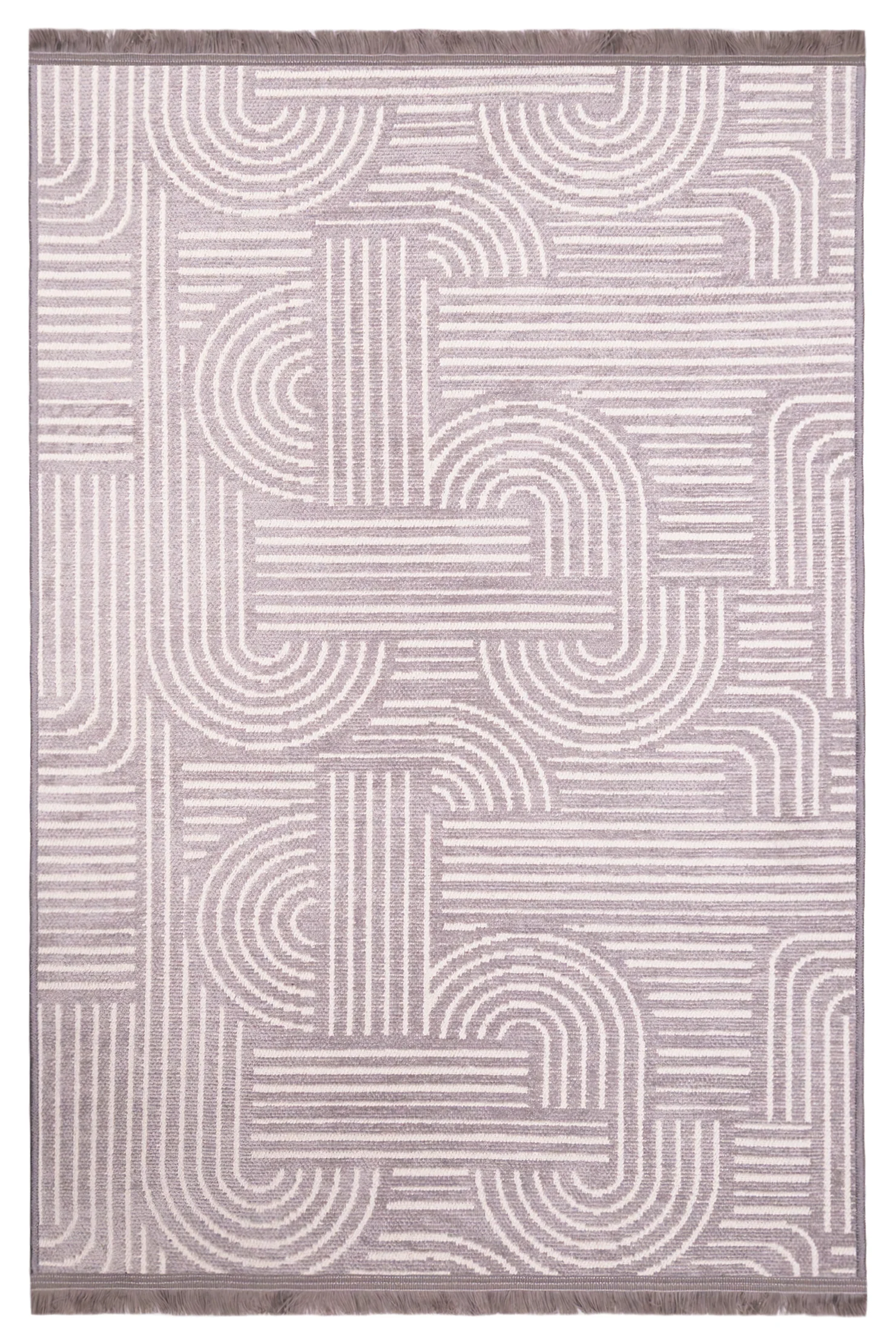 Melidia Halı Modern Desen Makinada Yıkanabilir Kaymaz Taban Salon Mutfak Koridor Şönil Kilim Gri Açık Gri  -  Gri