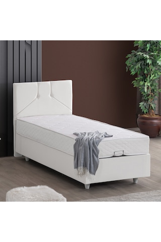 Wick Tek Kişilik Baza Başlık Letto Yatak Seti - Beyaz 100 x 200