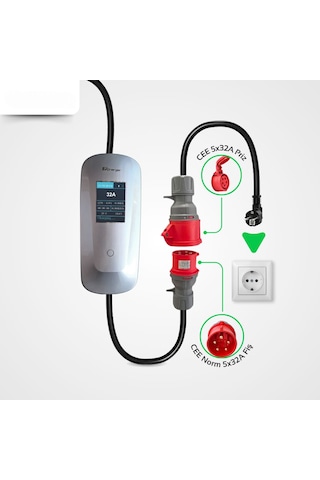 Cks Enerji Coswatt 22 Kw Taşınabilir Hızlı Araç Şarj İstasyonu + Çanta + Dönüştürücü Türkçe