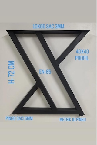 1 Takım Z Masa Ayağı - 65x72 Cm Siyah