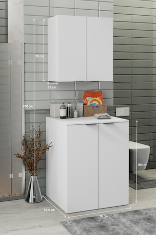 Biani Fix Arya Ve Loft Uyumlu Çamaşır Makinesi Dolabı Renk Mat Beyaz