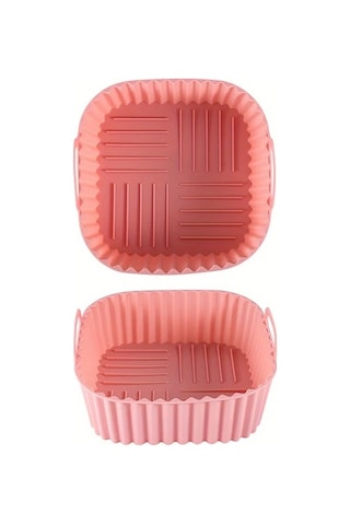 Willowhaven Pembe 8 Inç Kare Tek Parça Yapışmaz Silikon Air Fryer Altlığı Fırın Mikrodalga