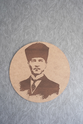 Ahşap Duvar Tablosu Gazi Mustafa Kemal Atatürk Portresi Tablosu Dekoratif Duvar Dekoru 32x32