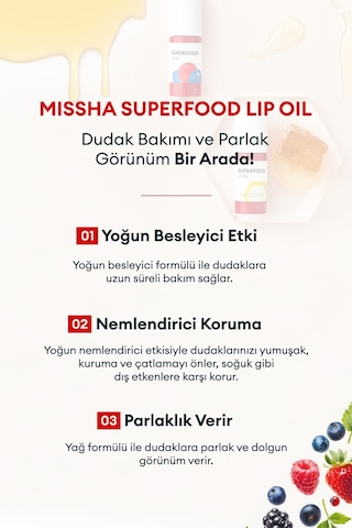 Missha Super Food Lip Oil Berry Yoğun Nemlendirici Dut Özlü Dudak Bakım Yağı 5.2 G