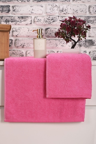 2 Parça Kadın / Erkek Banyo Duş Hamam Havlu Seti 90x150 Cm %100 Pamuklu Pembe