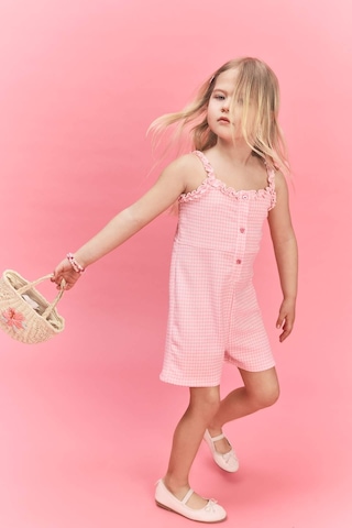 Defacto Askılı Kırışık Dokulu Kısa Tulum Kız Bebek H4273a526smpn171 Pembe-pn171